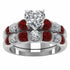 Classic Red Heart Shape 14K White Gold Plated Cubic Zirconia Women's Ring